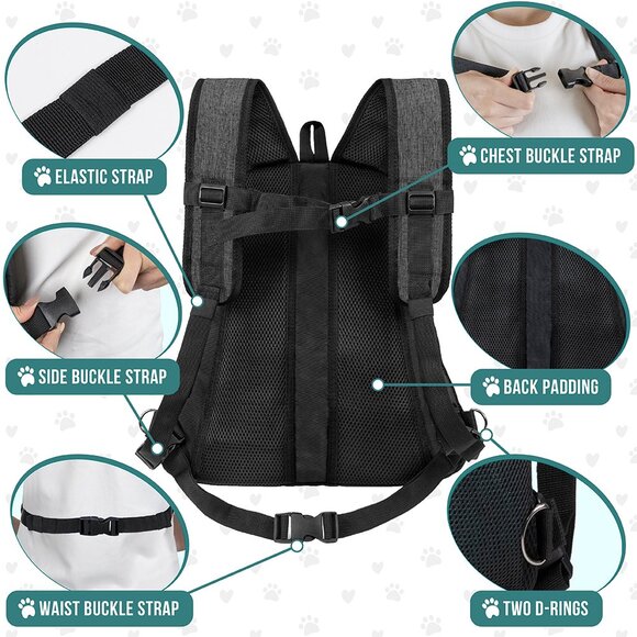 New Adjustable, Ventilated, Deluxe Front Chest Pet Carrier up to 10 lbs - Picture 2 of 2